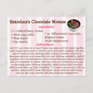 Grandma's Chocolate Mousse Recipe Card