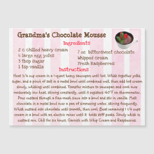 Grandma's Chocolate Mousse Recipe Magnetic Card