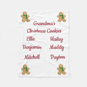 Grandma's Christmas Cookies (customize names) Fleece Blanket