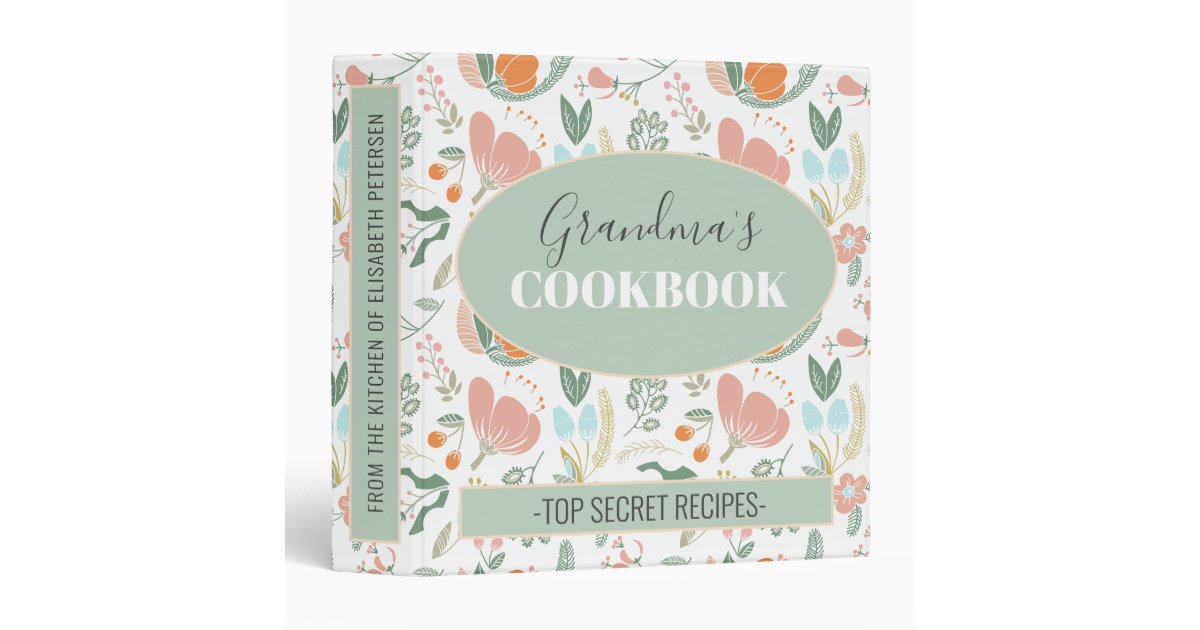 Grandmas cookbook floral retro pattern recipes binder ...