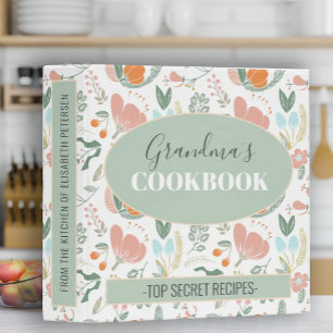 Grandmas cookbook floral retro pattern recipes binder