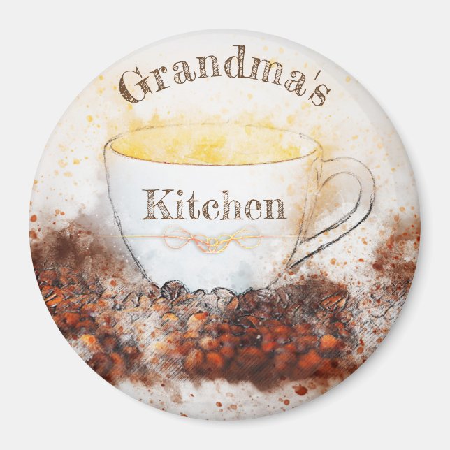 Grandma's Cozy kitchen coffee cup coffee beans Magnet (Front)