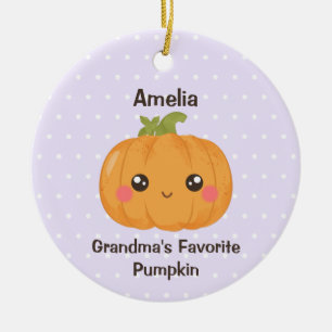 Grandma's Favourite Pumpkin Custom Grandchild Name Ceramic Ornament