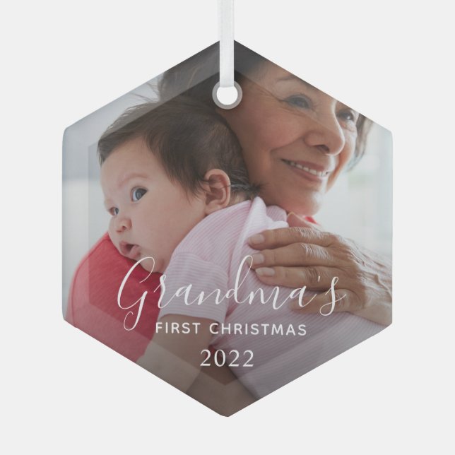 Grandma's First Christmas Glass Ornament (Front)