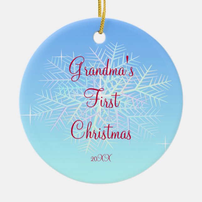 Grandma's First  Christmas Snowflake Ornament (Front)