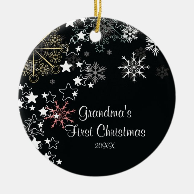 Grandma's First Christmas  Snowflake Ornament (Front)