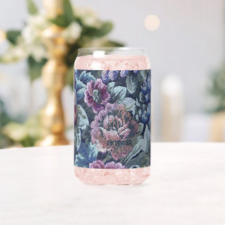 Grandma's Floral Couch Pattern Image Can Glass