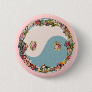 Grandma's Floral Yin Yang 2 Inch Round Button