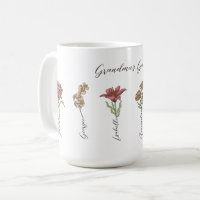 Grandma's Flower Garden 6 Grandkids Name Floral