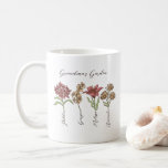 Grandma's Garden Flower 4 Grandkids Name Floral Coffee Mug<br><div class="desc">This Grandma's Garden Flower and Grandkids Name custom design is a delightful blend of vintage charm and personalized warmth. It is the perfect addition to any grandmother's haven, bringing the beauty of a botanical garden right into her home. Featuring a stunning vintage flower illustration that captures the essence of grandma's...</div>