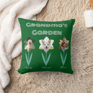 Grandma's Garden Personalised Pet Photos Throw Pillow