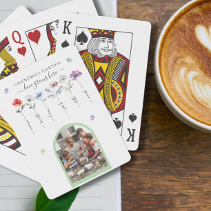 Grandma's garden with grandkids names Watercolor Playing Cards