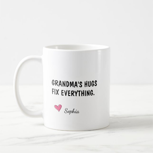 Grandma's Hugs Fix Everything Personalized Coffee Mug (Left)
