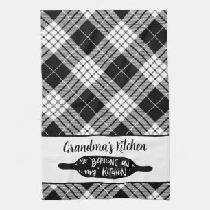 Grandma's Kitchen Black and White Plaid Towel