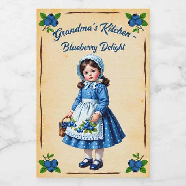 Grandma's Kitchen Blueberry Delight Vintage Food Label (Single Label)