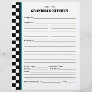 Grandma's Kitchen Chequered Recipe Stencil