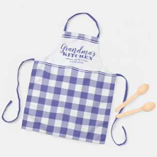 Grandma's Kitchen Custom Very Peri Gingham Check Apron