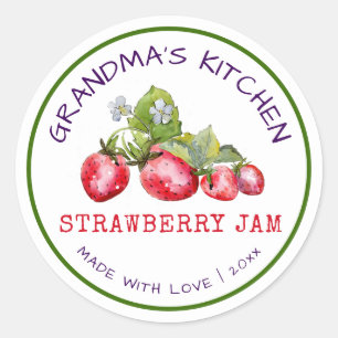 Grandma's Kitchen Made with Love Strawberry  Jam  Classic Round Sticker