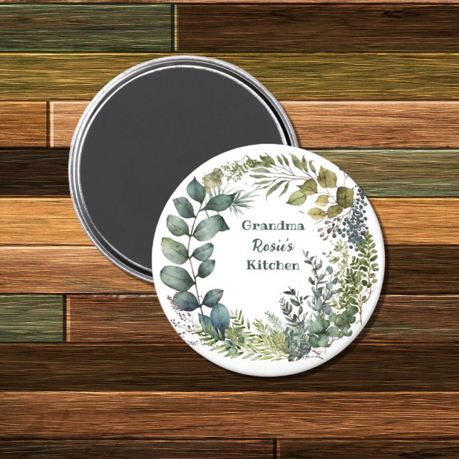 Grandma's Kitchen | Personalized Watercolor Wreath Magnet (Creator Uploaded)
