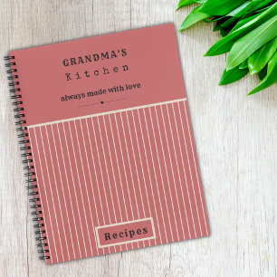 Grandma's Kitchen Vintage Stripe Custom Recipe Notebook