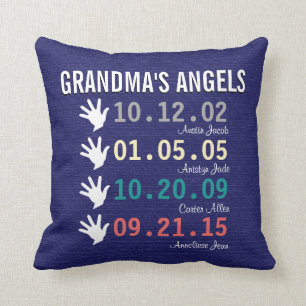 Grandma's Little Angels - 4 Grandchildren Throw Pillow