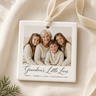 Grandma's Little Loves Personalized Grandchildren Ceramic Ornament