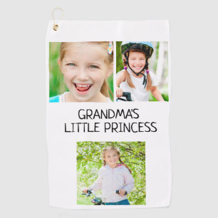 Grandma's Little Princess 3 Photo Granddaughter Golf Towel