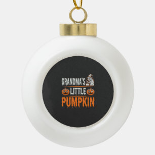 Grandma's Little Pumpkin Halloween Witch Design Ceramic Ball Christmas Ornament