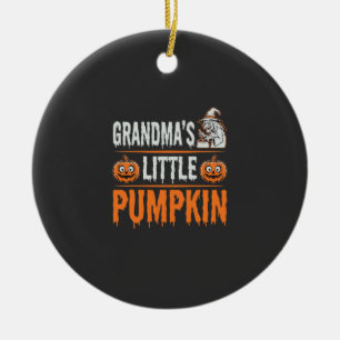 Grandma's Little Pumpkin Halloween Witch Design Ceramic Ornament