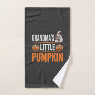 Grandma's Little Pumpkin Halloween Witch Design Hand Towel