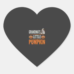 Grandma's Little Pumpkin Halloween Witch Design Heart Sticker