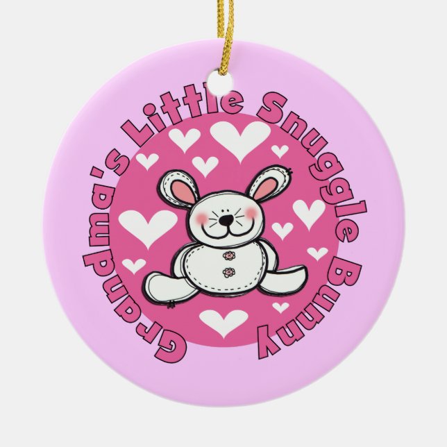 Grandma's Little Snuggle Bunny Ceramic Ornament (Front)