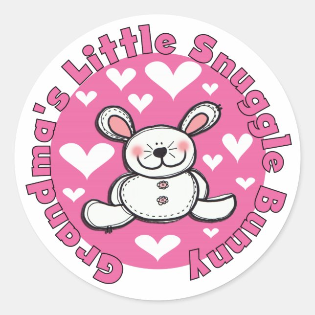 Grandma's Little Snuggle Bunny Classic Round Sticker (Front)