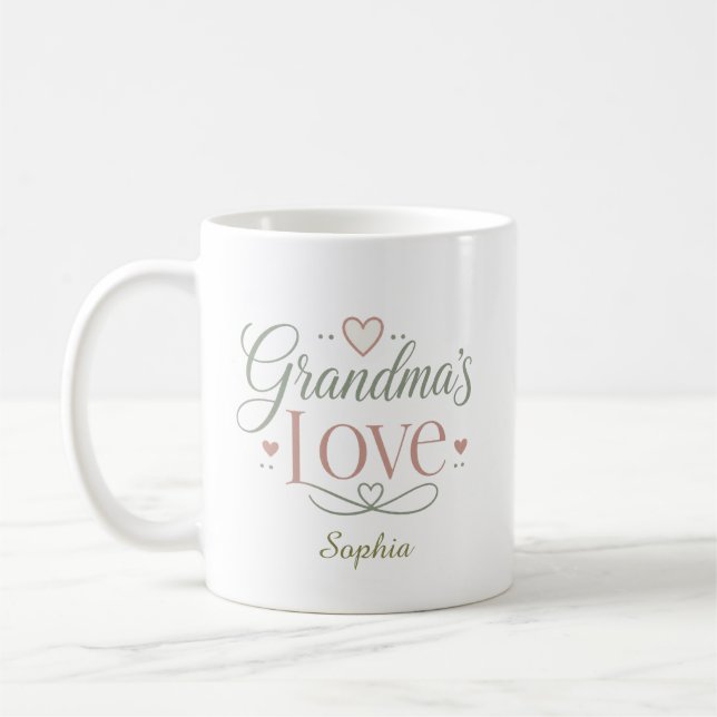 Grandma's Love Personalized Name Gift Coffee Mug (Left)