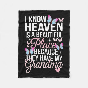Grandma's My Guardian Angel In Heaven Memorial Day Fleece Blanket