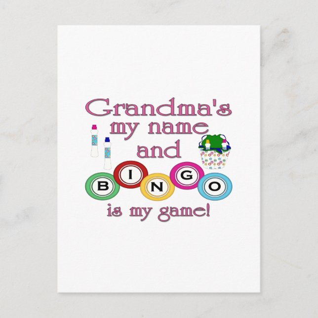 Grandmas my name Bingo is my game Postcard (Front)