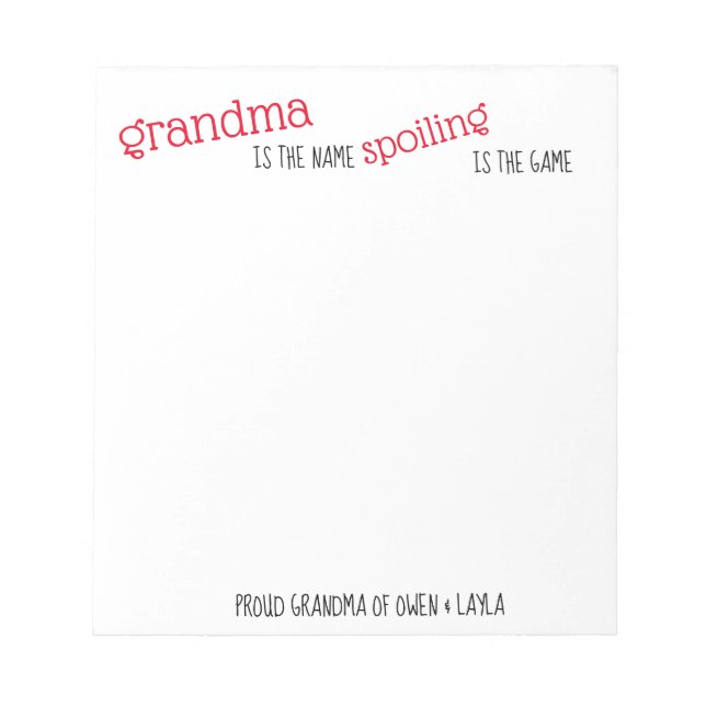 Grandma's Note Pad (Front)