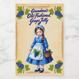 Grandma's old-fashioned Grape Jelly Vintage Food Label