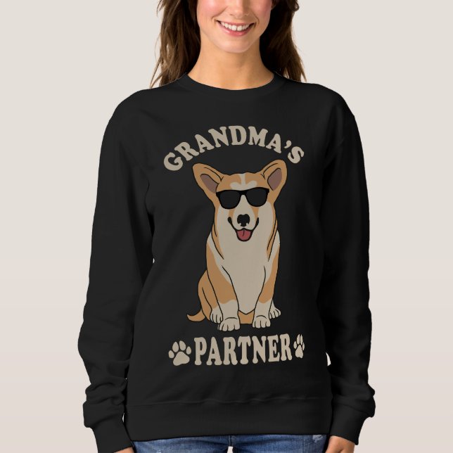 Grandmas Partner Corgi Dog Theme  355 Sweatshirt (Front)