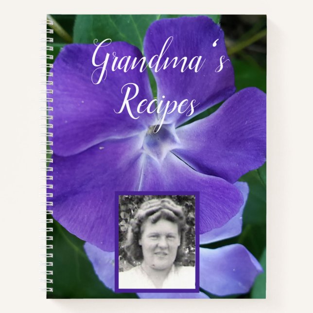 Grandma's Recipe Book Periwinkle | Grandma's Photo (Front)