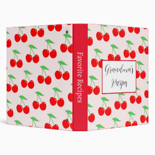 Grandma's Recipe Cherry Pattern Custom Binder