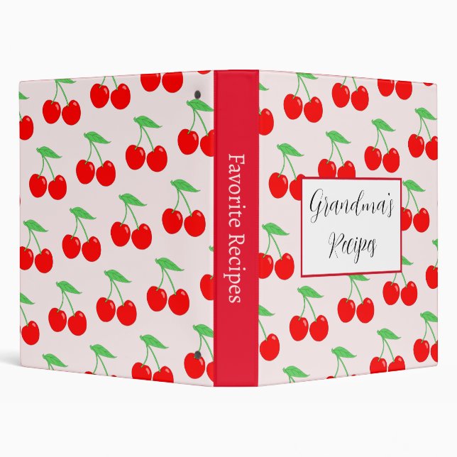 Grandma's Recipe Cherry Pattern Custom Binder (Background)