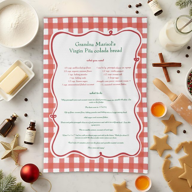Grandmas Recipe Red Gingham Family Keepsake Kitchen Towel (Creator Uploaded)
