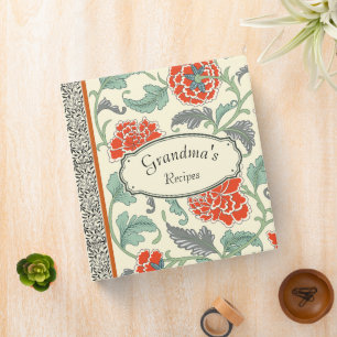 Grandmas recipes Classic japanese flower pattern Binder