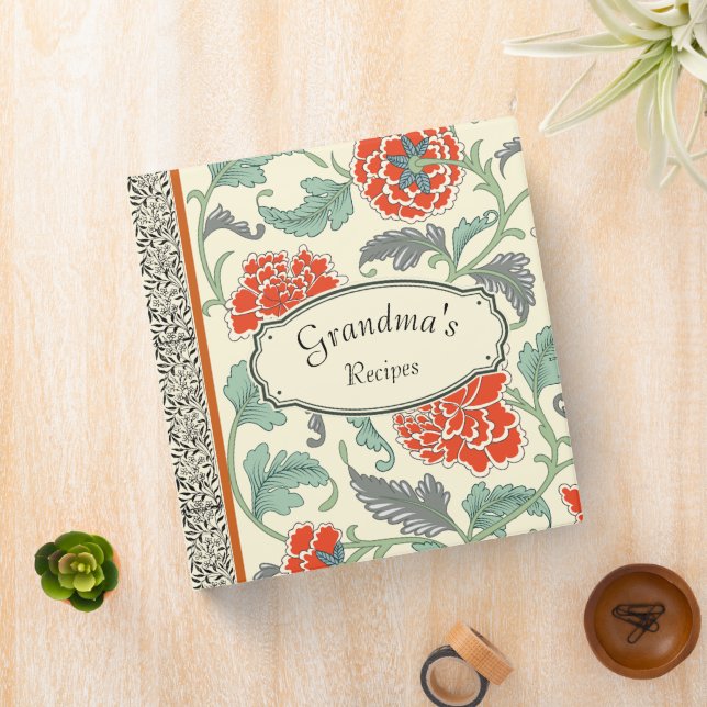 Grandmas recipes Classic japanese flower pattern Binder (In Situ)