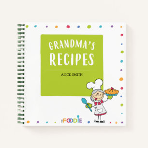GRANDMA'S RECIPES Personalized Blank Cookbook  No Notebook