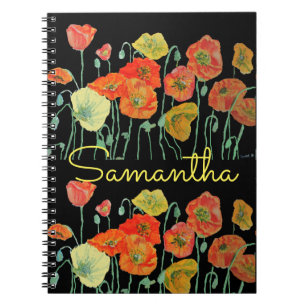 Grandma's Recipes red Poppy Watercolour Notebook