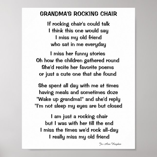 GRANDMA'S ROCKING CHAIR POEM  POSTER (Front)