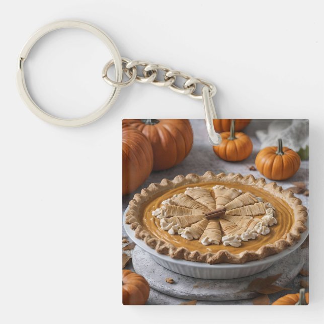 Grandmas Rustic Pumpkin Pie,  Keychain (Front)
