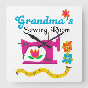 Grandma's Sewing Room Square Wall Clock